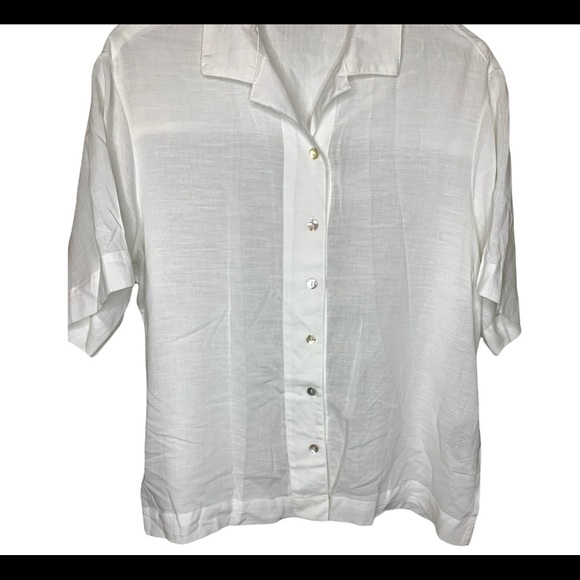 C’EST MOI Boxy Fit Button Down Blouse Ivory One Size (XS-Large) - Picture 6 of 12